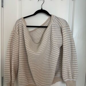 Cream Crew Neck Sweater with Textured Knit